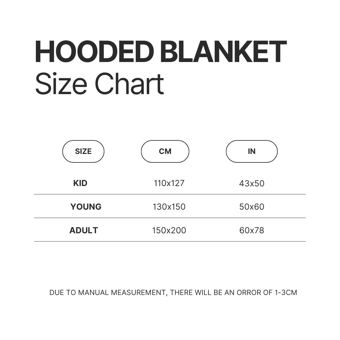 Hooded Blanket Size Chart - The Amity Affliction Merch