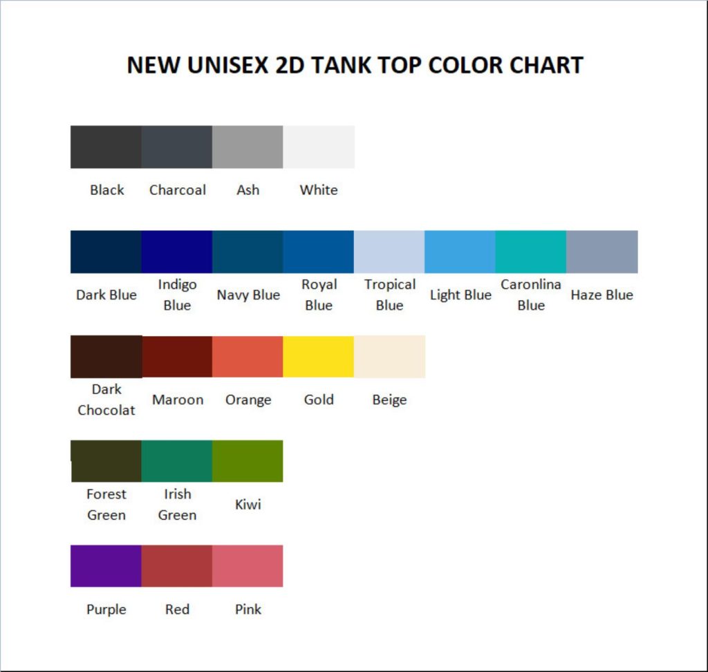 tank top color chart - The Amity Affliction Merch